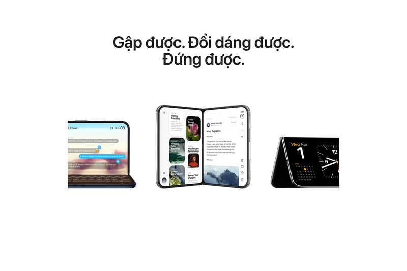 iPhone Duo dựng ở tư thế gập một phần để gọi FaceTime rảnh tay