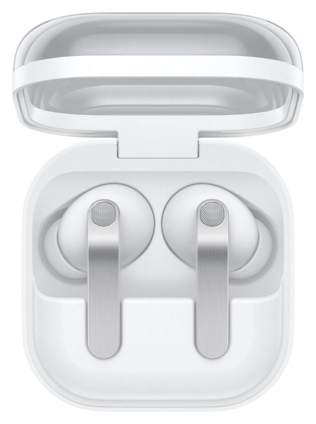 Samsung Galaxy Buds4 Pro màu Trắng trong hộp sạc mở nắp
