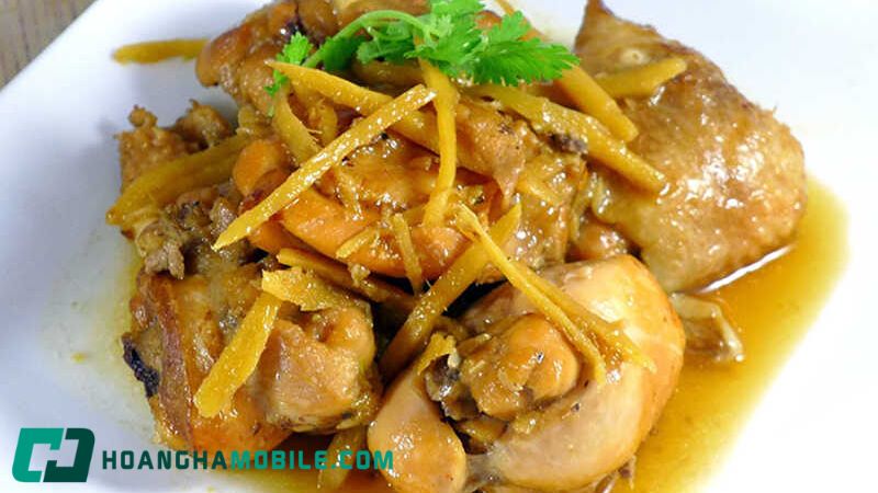 Xào gà với gừng sợi trên lửa lớn